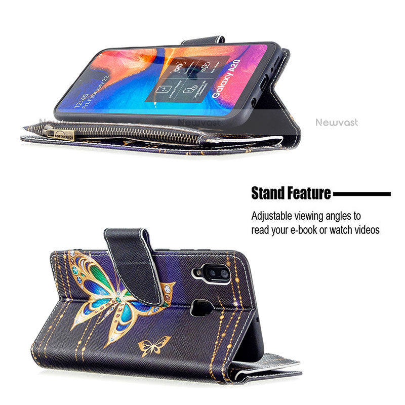 Leather Case Stands Fashionable Pattern Flip Cover Holder B04F for Samsung Galaxy A20