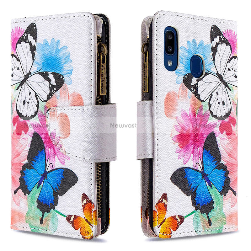 Leather Case Stands Fashionable Pattern Flip Cover Holder B04F for Samsung Galaxy A20e