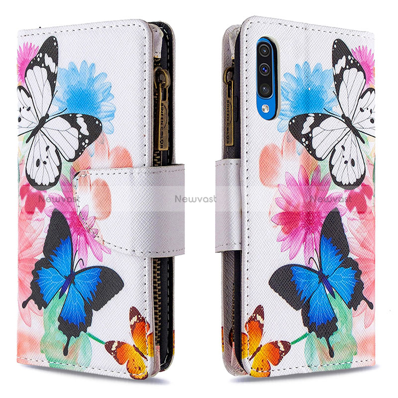 Leather Case Stands Fashionable Pattern Flip Cover Holder B04F for Samsung Galaxy A50S Colorful