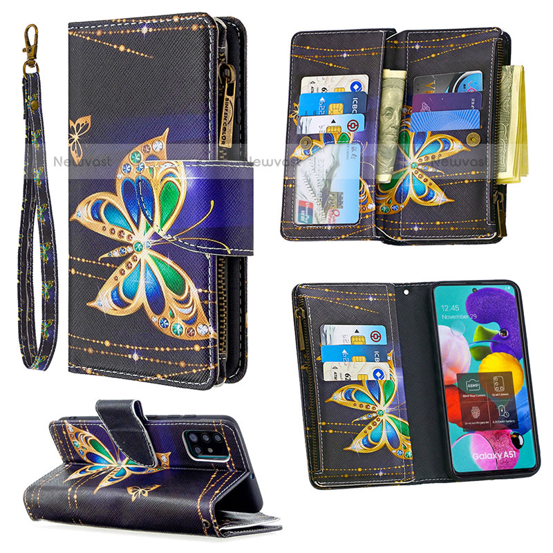 Leather Case Stands Fashionable Pattern Flip Cover Holder B04F for Samsung Galaxy A51 4G