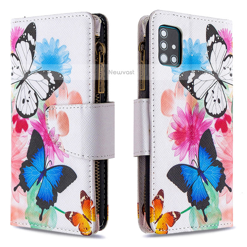 Leather Case Stands Fashionable Pattern Flip Cover Holder B04F for Samsung Galaxy A51 4G Colorful