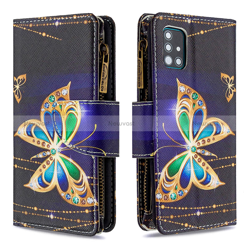 Leather Case Stands Fashionable Pattern Flip Cover Holder B04F for Samsung Galaxy A51 5G