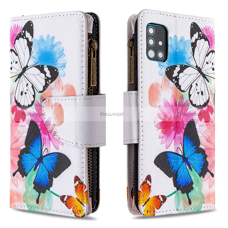 Leather Case Stands Fashionable Pattern Flip Cover Holder B04F for Samsung Galaxy A51 5G