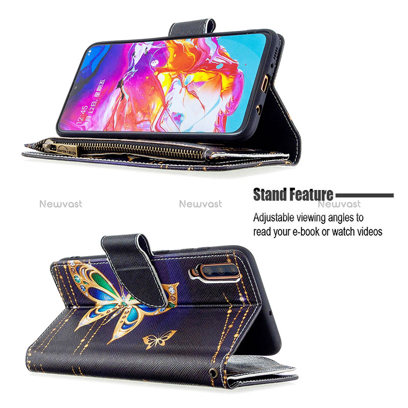 Leather Case Stands Fashionable Pattern Flip Cover Holder B04F for Samsung Galaxy A70