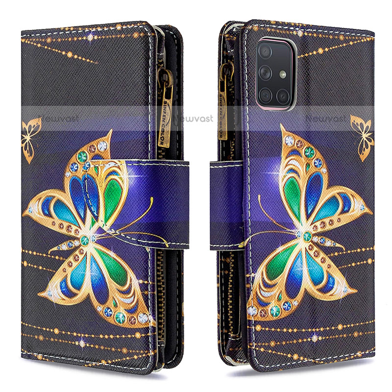 Leather Case Stands Fashionable Pattern Flip Cover Holder B04F for Samsung Galaxy A71 4G A715