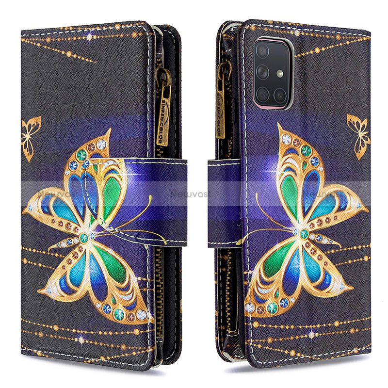Leather Case Stands Fashionable Pattern Flip Cover Holder B04F for Samsung Galaxy A71 5G