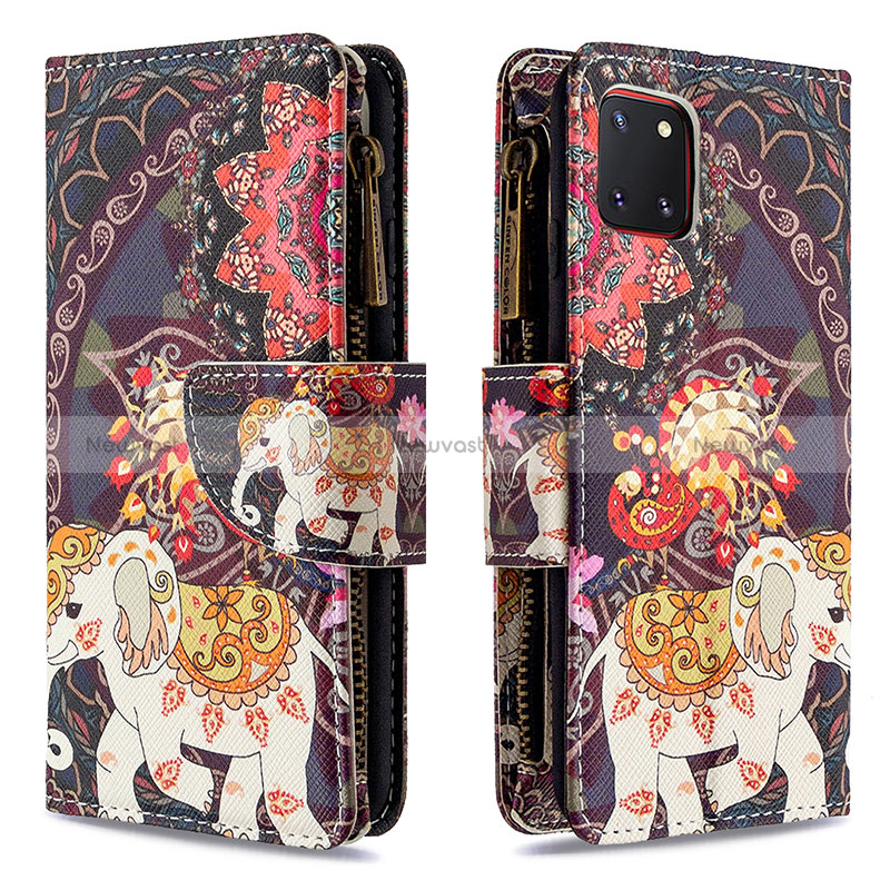 Leather Case Stands Fashionable Pattern Flip Cover Holder B04F for Samsung Galaxy A81