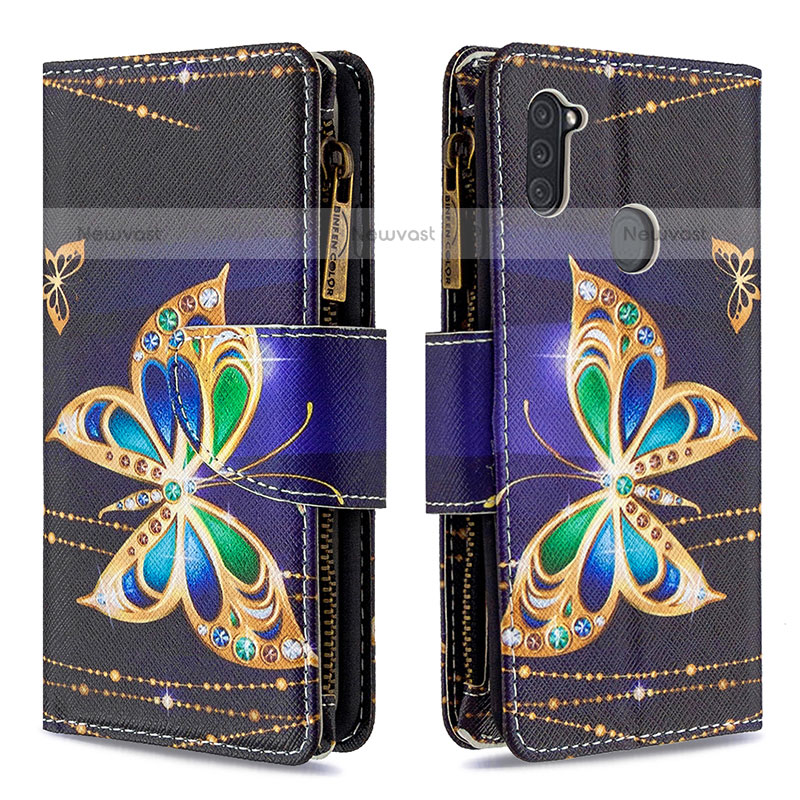 Leather Case Stands Fashionable Pattern Flip Cover Holder B04F for Samsung Galaxy M11