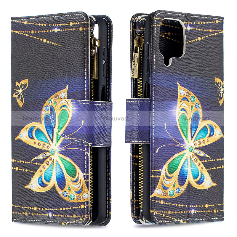 Leather Case Stands Fashionable Pattern Flip Cover Holder B04F for Samsung Galaxy M12