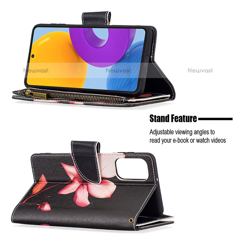 Leather Case Stands Fashionable Pattern Flip Cover Holder B04F for Samsung Galaxy M52 5G