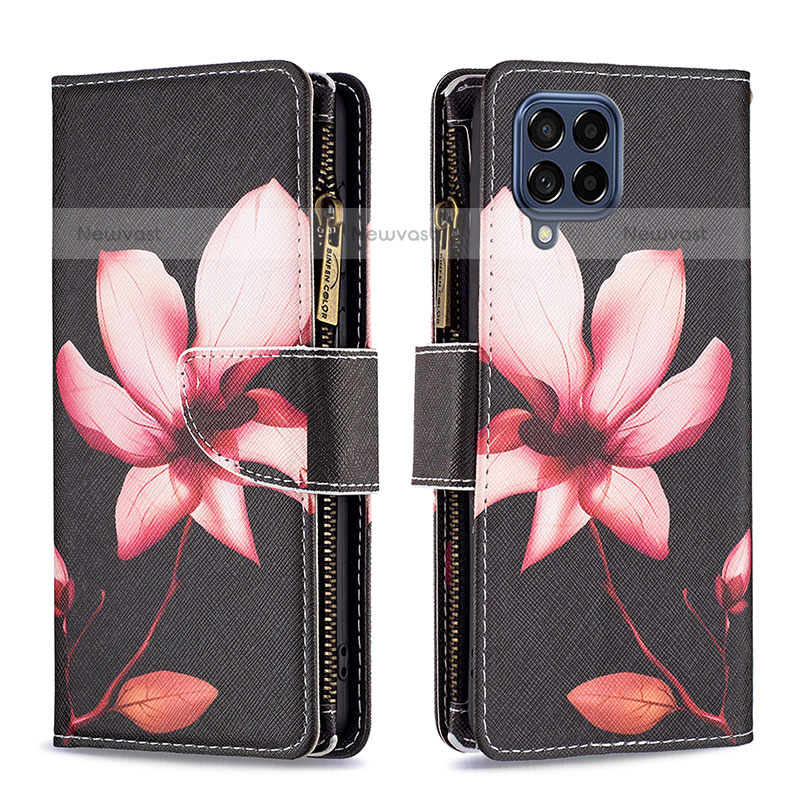 Leather Case Stands Fashionable Pattern Flip Cover Holder B04F for Samsung Galaxy M53 5G