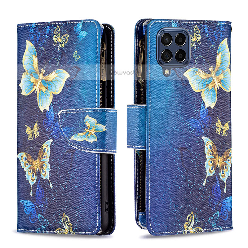 Leather Case Stands Fashionable Pattern Flip Cover Holder B04F for Samsung Galaxy M53 5G