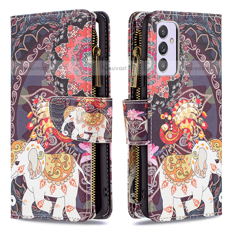 Leather Case Stands Fashionable Pattern Flip Cover Holder B04F for Samsung Galaxy Quantum2 5G