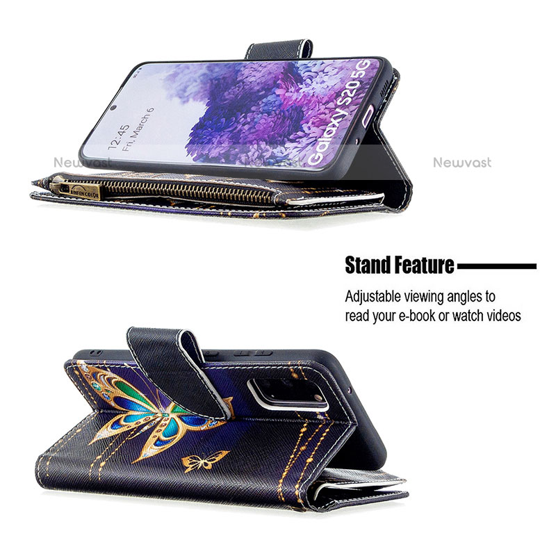 Leather Case Stands Fashionable Pattern Flip Cover Holder B04F for Samsung Galaxy S20 5G