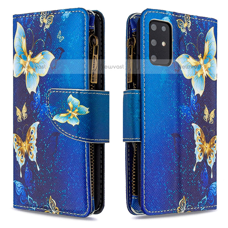 Leather Case Stands Fashionable Pattern Flip Cover Holder B04F for Samsung Galaxy S20 Plus 5G Blue