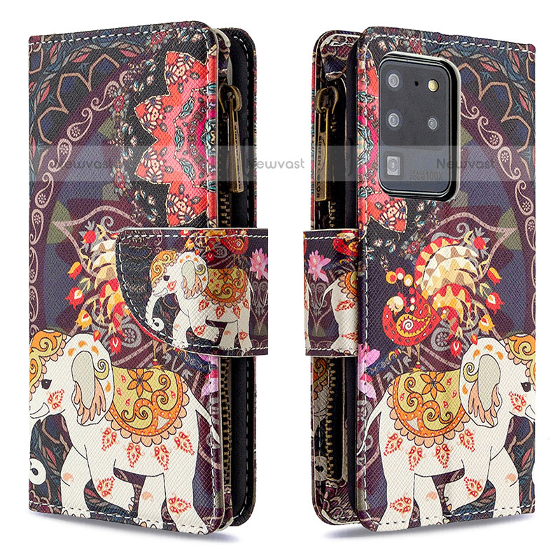 Leather Case Stands Fashionable Pattern Flip Cover Holder B04F for Samsung Galaxy S20 Ultra