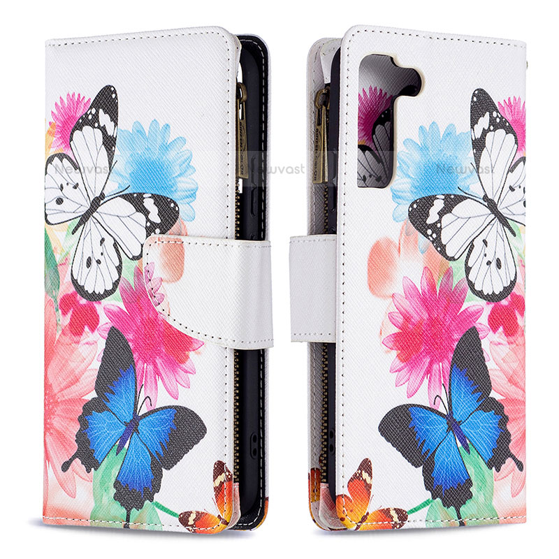 Leather Case Stands Fashionable Pattern Flip Cover Holder B04F for Samsung Galaxy S21 5G