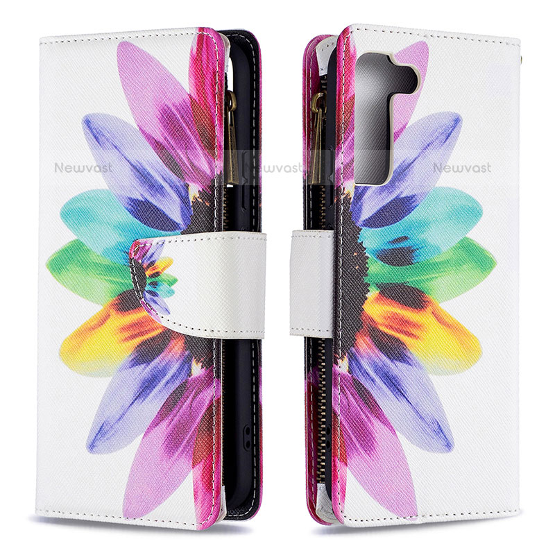 Leather Case Stands Fashionable Pattern Flip Cover Holder B04F for Samsung Galaxy S21 FE 5G Colorful
