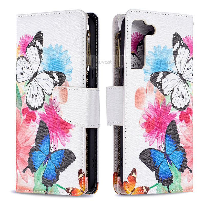 Leather Case Stands Fashionable Pattern Flip Cover Holder B04F for Samsung Galaxy S21 Plus 5G