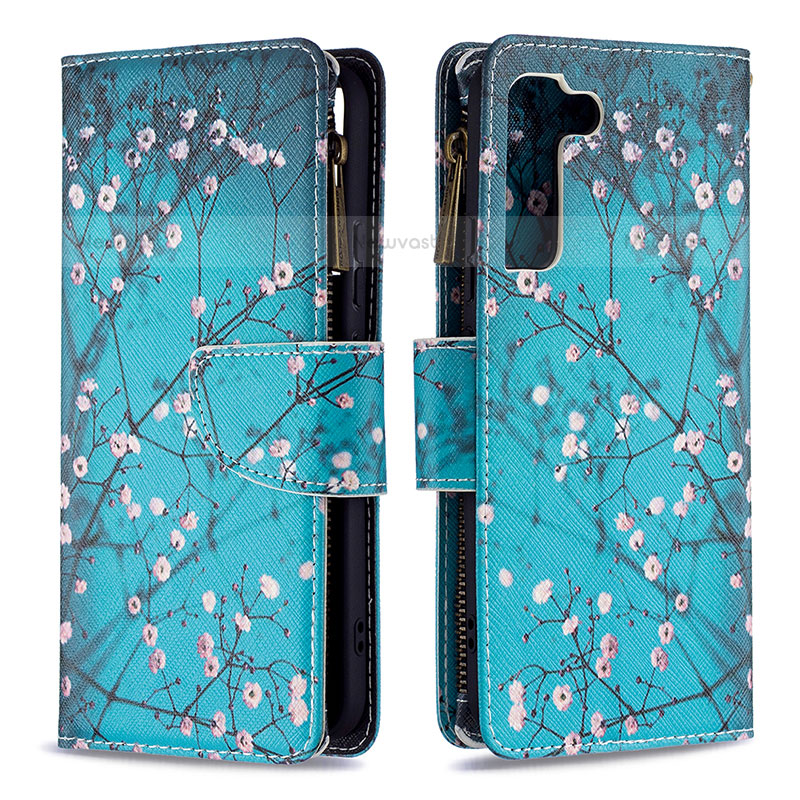 Leather Case Stands Fashionable Pattern Flip Cover Holder B04F for Samsung Galaxy S22 5G