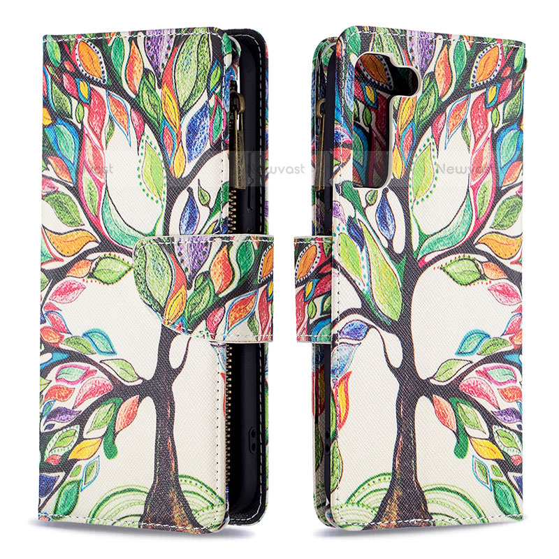 Leather Case Stands Fashionable Pattern Flip Cover Holder B04F for Samsung Galaxy S22 5G