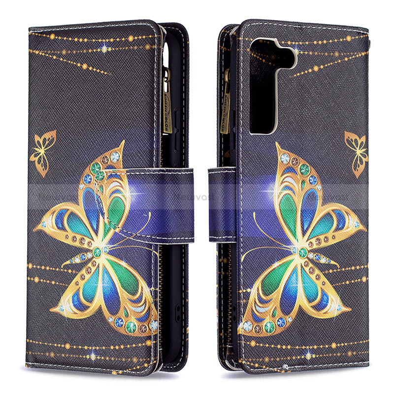 Leather Case Stands Fashionable Pattern Flip Cover Holder B04F for Samsung Galaxy S22 Plus 5G