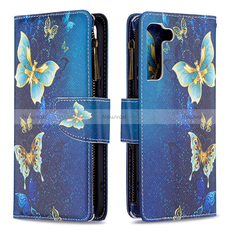 Leather Case Stands Fashionable Pattern Flip Cover Holder B04F for Samsung Galaxy S24 5G