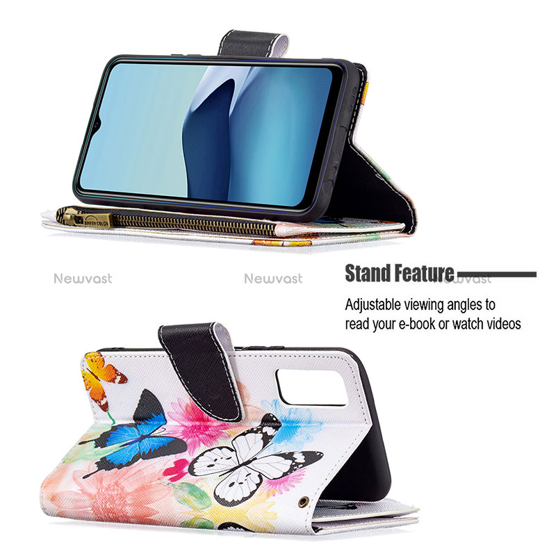 Leather Case Stands Fashionable Pattern Flip Cover Holder B04F for Vivo Y11s