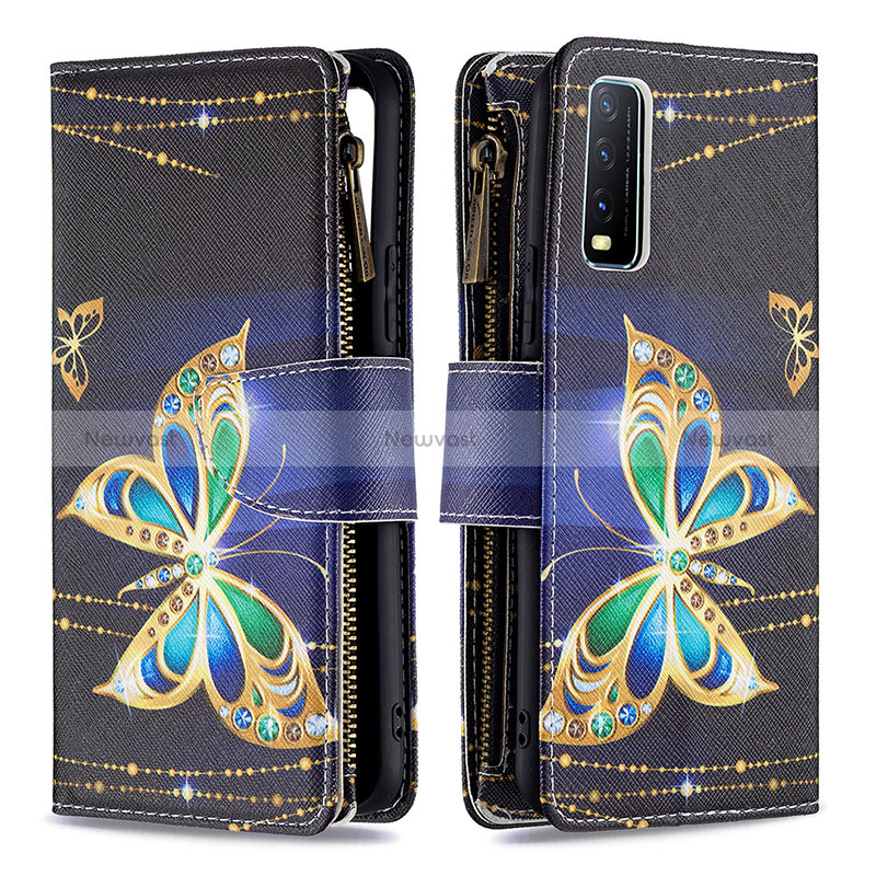 Leather Case Stands Fashionable Pattern Flip Cover Holder B04F for Vivo Y12s