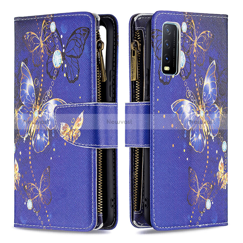 Leather Case Stands Fashionable Pattern Flip Cover Holder B04F for Vivo Y20s