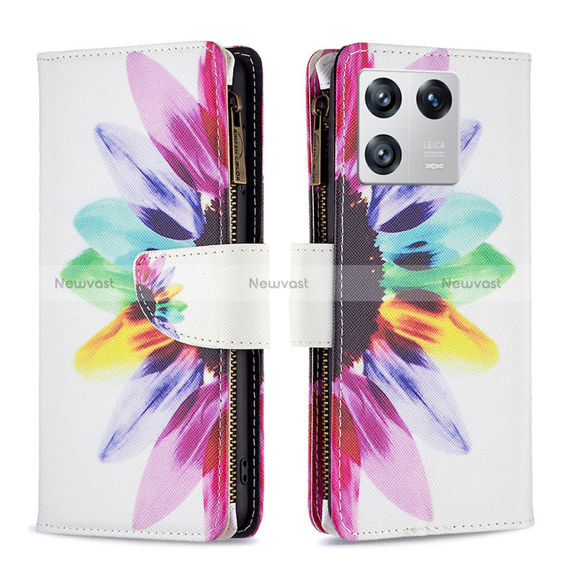 Leather Case Stands Fashionable Pattern Flip Cover Holder B04F for Xiaomi Mi 13 5G Mixed