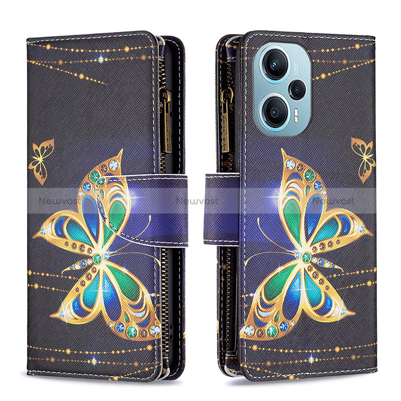 Leather Case Stands Fashionable Pattern Flip Cover Holder B04F for Xiaomi Poco F5 5G