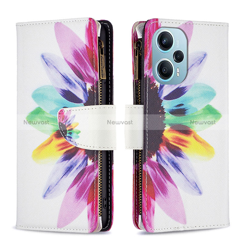 Leather Case Stands Fashionable Pattern Flip Cover Holder B04F for Xiaomi Poco F5 5G Mixed