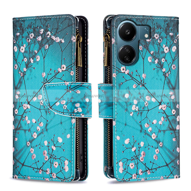 Leather Case Stands Fashionable Pattern Flip Cover Holder B04F for Xiaomi Redmi 13C