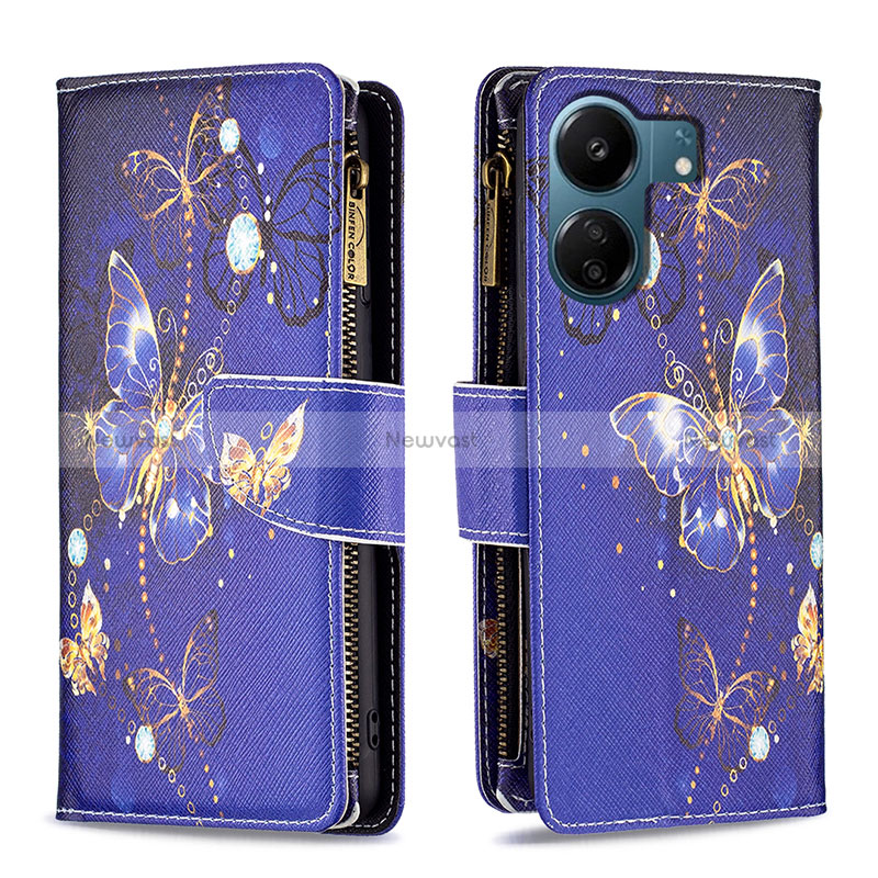 Leather Case Stands Fashionable Pattern Flip Cover Holder B04F for Xiaomi Redmi 13C