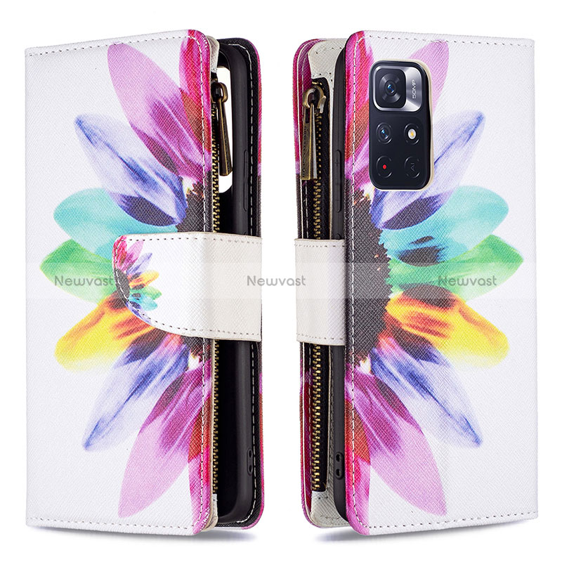 Leather Case Stands Fashionable Pattern Flip Cover Holder B04F for Xiaomi Redmi Note 11S 5G Mixed