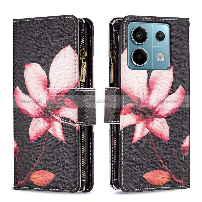 Leather Case Stands Fashionable Pattern Flip Cover Holder B04F for Xiaomi Redmi Note 13 Pro 5G