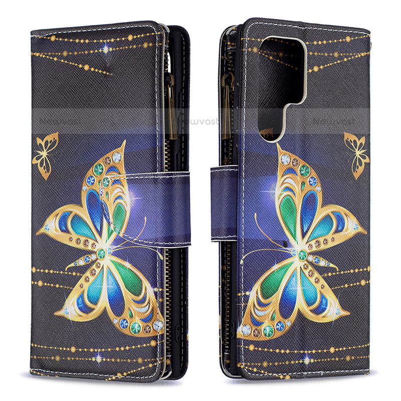 Leather Case Stands Fashionable Pattern Flip Cover Holder B05F for Samsung Galaxy S21 Ultra 5G