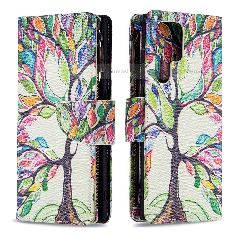 Leather Case Stands Fashionable Pattern Flip Cover Holder B05F for Samsung Galaxy S22 Ultra 5G