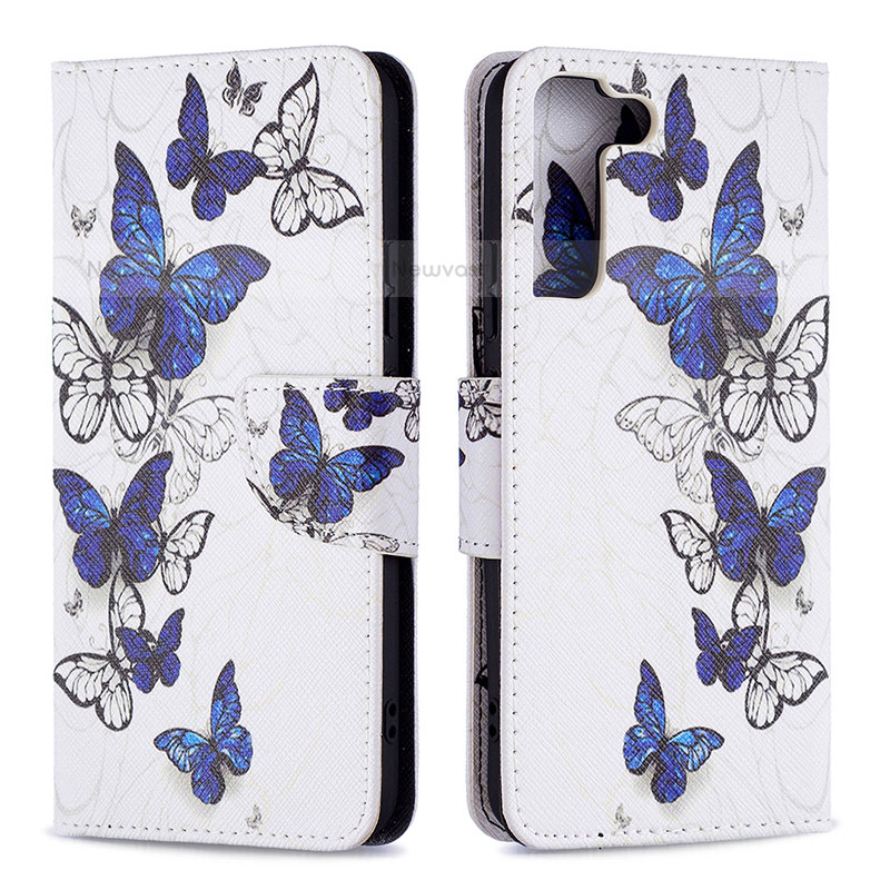 Leather Case Stands Fashionable Pattern Flip Cover Holder B09F for Samsung Galaxy S21 FE 5G Mixed