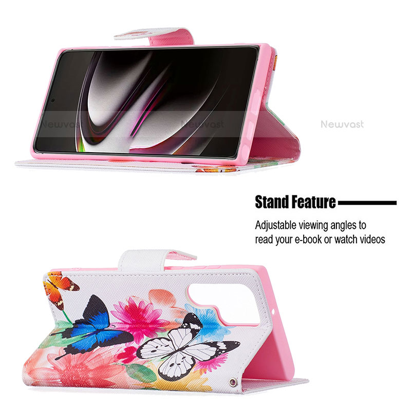 Leather Case Stands Fashionable Pattern Flip Cover Holder B09F for Samsung Galaxy S21 Ultra 5G