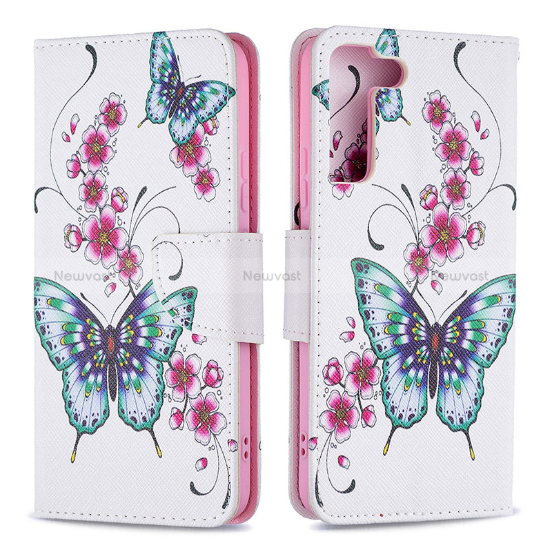 Leather Case Stands Fashionable Pattern Flip Cover Holder B09F for Samsung Galaxy S22 Plus 5G Colorful