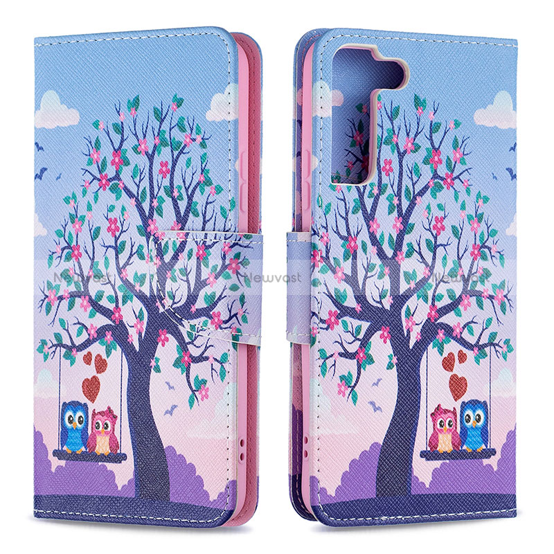 Leather Case Stands Fashionable Pattern Flip Cover Holder B09F for Samsung Galaxy S24 Plus 5G
