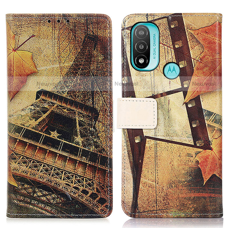 Leather Case Stands Fashionable Pattern Flip Cover Holder D02Y for Motorola Moto E20