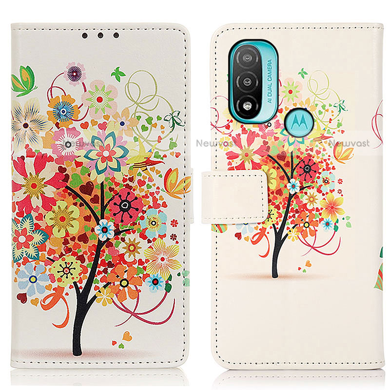 Leather Case Stands Fashionable Pattern Flip Cover Holder D02Y for Motorola Moto E20
