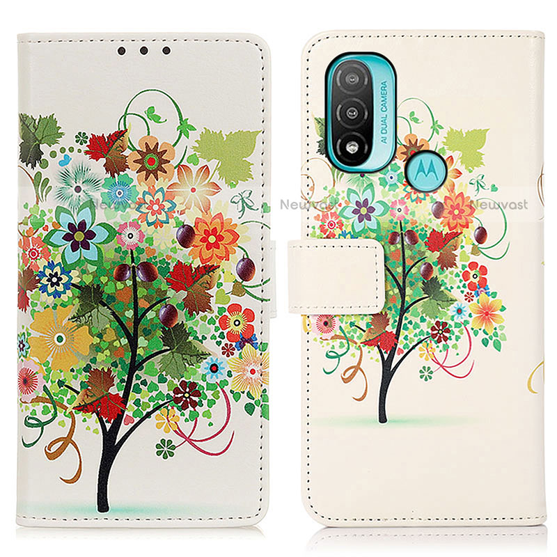 Leather Case Stands Fashionable Pattern Flip Cover Holder D02Y for Motorola Moto E20