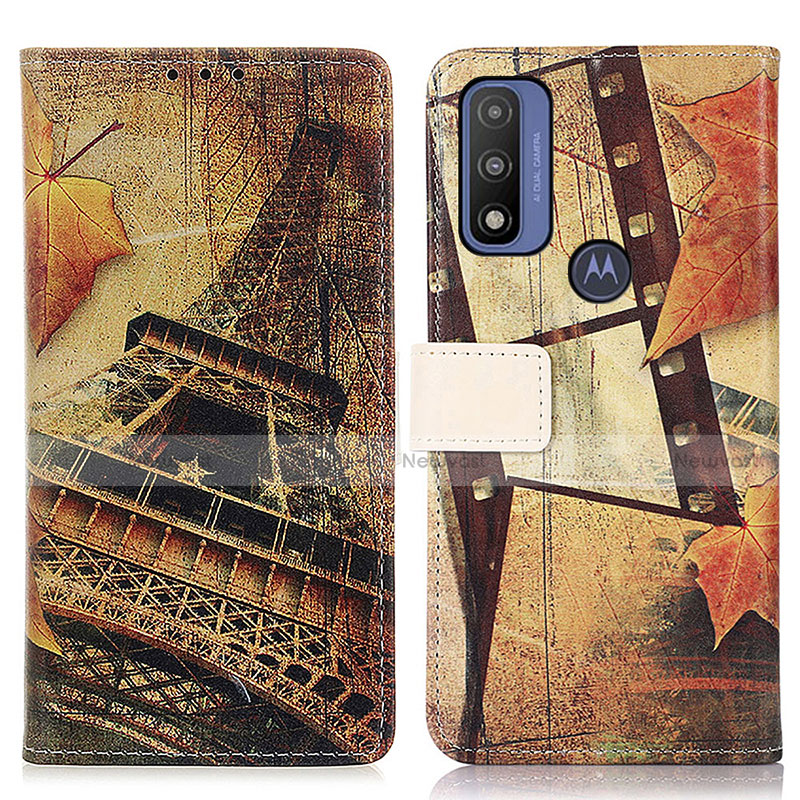 Leather Case Stands Fashionable Pattern Flip Cover Holder D02Y for Motorola Moto G Pure