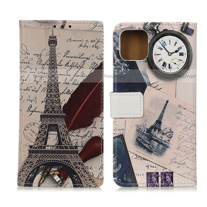 Leather Case Stands Fashionable Pattern Flip Cover Holder D02Y for Motorola Moto G100 5G