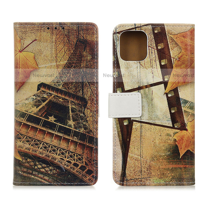 Leather Case Stands Fashionable Pattern Flip Cover Holder D02Y for Motorola Moto G100 5G