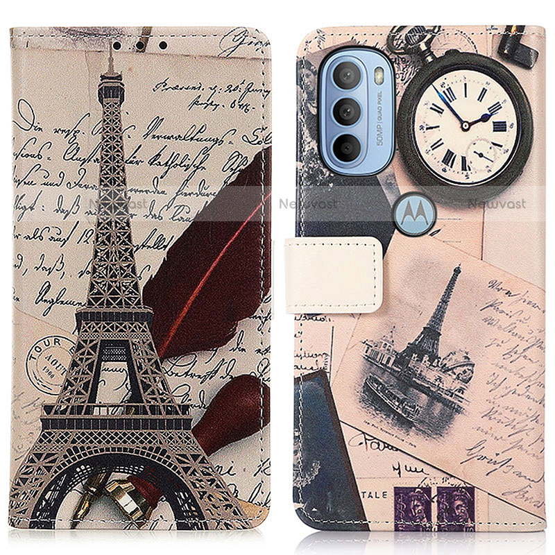 Leather Case Stands Fashionable Pattern Flip Cover Holder D02Y for Motorola Moto G31
